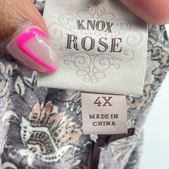 Knox Rose Off Shoulder Floral Top Purple Brown 4X Ruffle Sleeve Boho - Picture 12 of 14